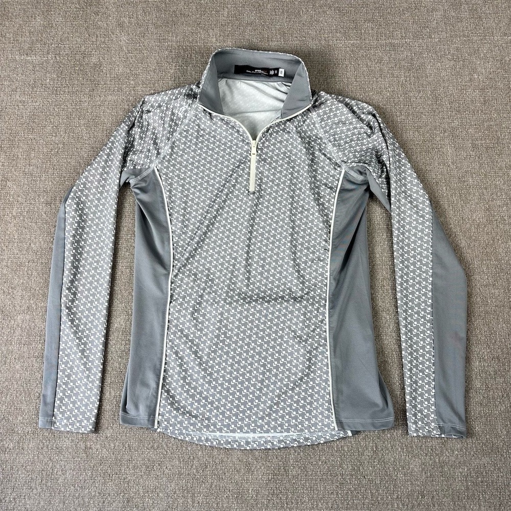 RLX Ralph Lauren‎ Pullover Womens XS Gray Geo 1/4 Zip Golf Mock Neck
